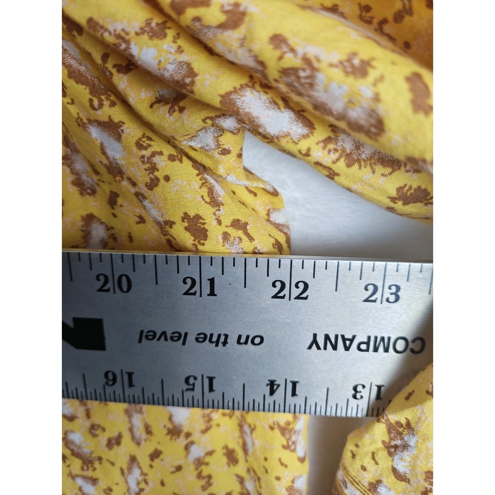 Joie Women's XL Floral Blouse Yellow Brown Boho Prairie Ruffle Puff Sleeve... - Picture 10 of 10